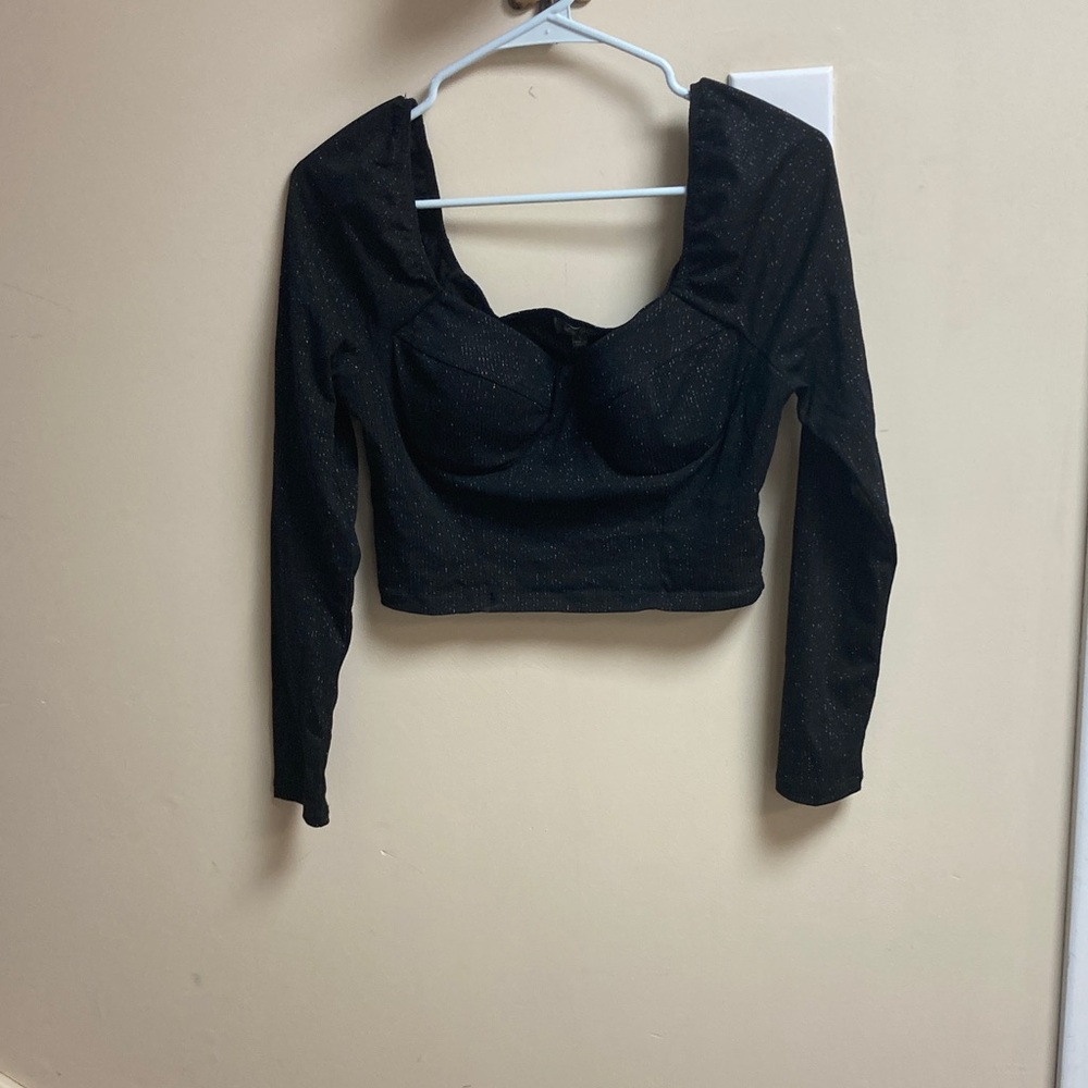 Lily Rose Black Glitter Crop Top